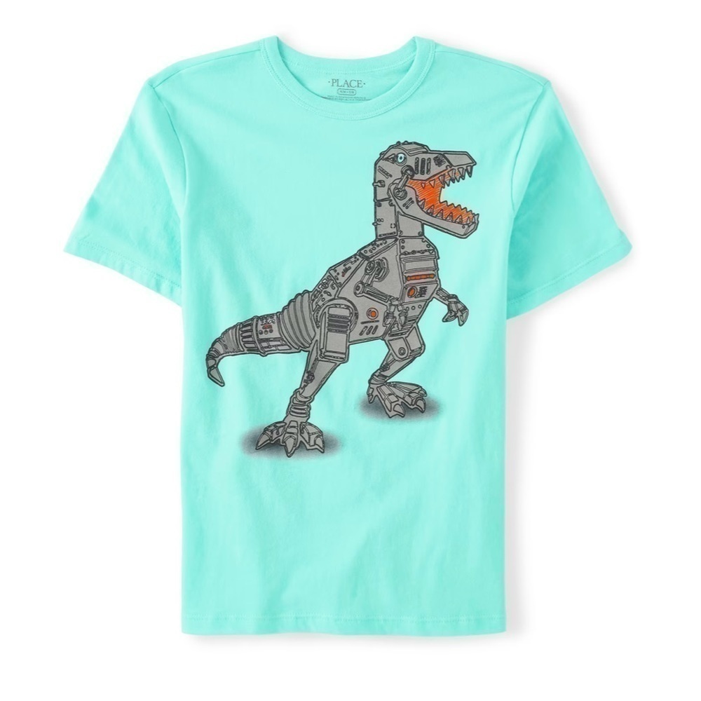 Boys Robo Dino Graphic Tee - Mellow Aqua. New with tags
